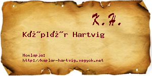 Káplár Hartvig névjegykártya